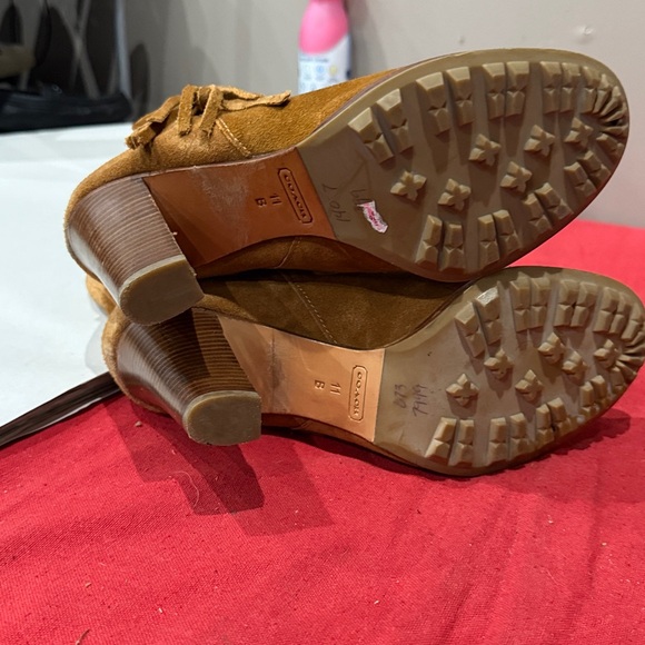 Coach Tan Suede Heeled Boots - Picture 5 of 6